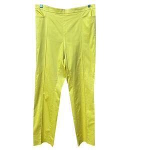 AKRIS Punto Yellow Straight Leg Cropped Cotton/Elastane Blend Pants Size 12